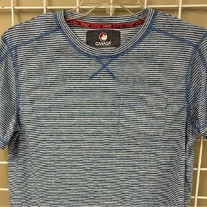 Embroidered Canada Weathergear Blue and white striped Canada shirt size small